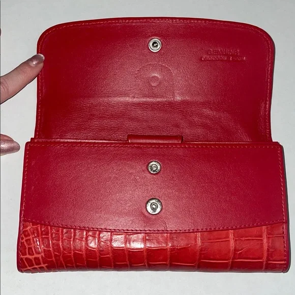 Red Genuine Crocodile Leather Wallet or Clutch - Picture 2 of 5